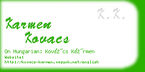 karmen kovacs business card